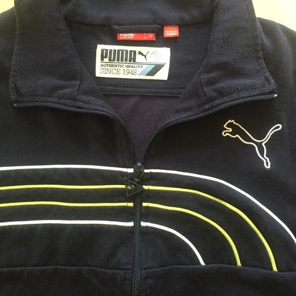 Puma Mens Lightweight Track Jacket logo Sz L Blue - Picture 2 of 8